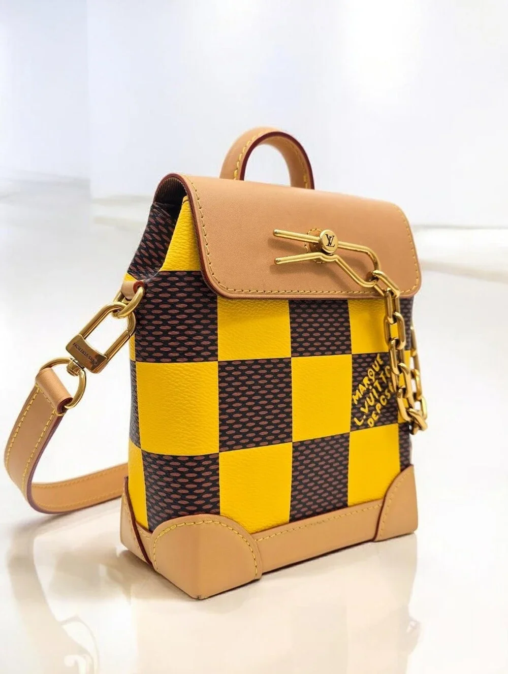 Louis Vuitton Nano Steamer Damier Pop Yellow N40536 Crossbody Bag